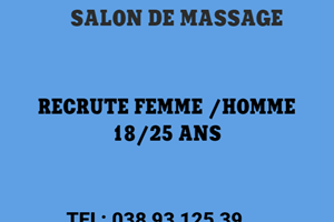 UN SALON  DE MASSAGE RECRUTE FEMME ET HOMME 