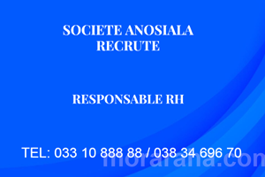 SOCIETE EN PLEIN ANOSIALA RECRUTE RESPONSABLE RH 