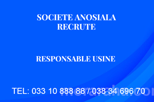 SOCIETE EN PLEIN ANOSIALA RECRUTE RESPONSABLE USINE 