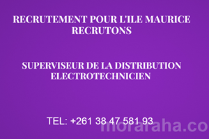 RECRUTEMENT POUR L'ILE MAURICE MITADY SUPERVISEUR DE LA DISTRUBUTION 