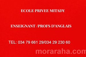 ECOLE PRIVEE AMBATOLAMPY MITADY ENSEIGNANT/PROF D'ANGLAIS 