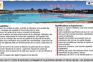 RECRUTEMENT CHEF CUISINIER/CUISINIER/GERANT D'HOTEL 