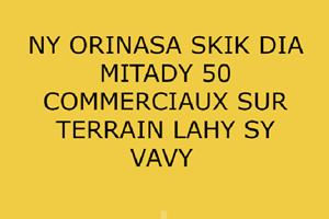 NY ORINASA SKIK DIA MITADY 50 COMMERCIAUX SUR TERRAIN LAHY SY VAVY 