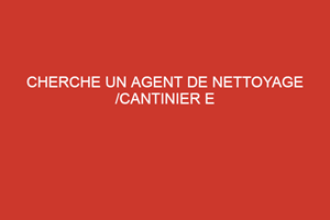 CHERCHE UN AGENT DE NETTOYAGE /CANTINIER E