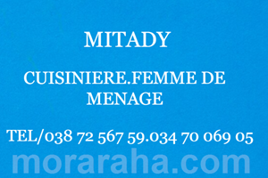 MITADY CUISINIERE .FEMME DE MENAGE 