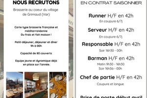 MITADY BARMAN/SERVEUR/RUNNER/CHEF DE PARTIE/