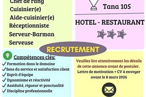 MITADY RESPONSABLE SALLE.RECEPTIONNISTE.SERVEUR.SERVEUSE.BARMANCHEF DE RANG