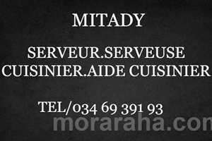 MITADY AIDE CUISINIER /SERVEUR /SERVEUSE/CUISINIER 