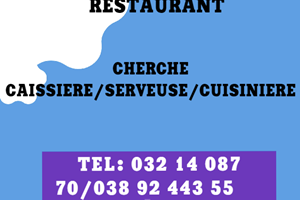 RESTAURANT CHERCHE CAISSIERE /SERVEUSE/CUISINIERE 