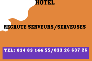 HOTEL MAHAJANGA CHERCHE SERVEURS/SERVEUSES