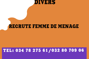 RECRUTE FEMME DE MENAGE 