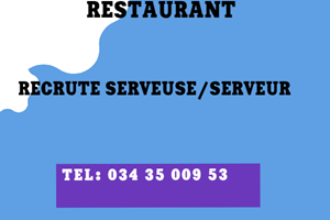 RESTAURANT RECRUTE SERVEUSE ET SERVEUR 