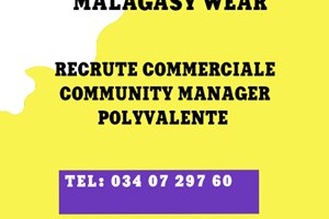 MALAGASY WEAR RECRUTE COMMUNITY MANAGER COMMERCIALE 