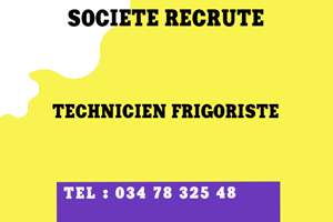 UNE SOCIETE RECRUTE TECHNICIEN FRIGORISTE 