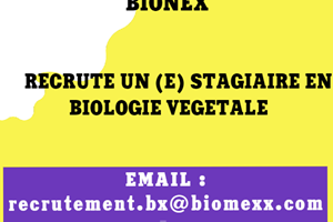 BIONEX RECRUTE UNE STAGIAIRE EN BIOLOGIE VEGETALE 