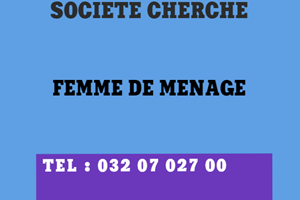 SOCIETE CHERCHE FEMME DE MENAGE 