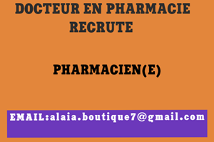 DOCTEUR EN PHARMACIE RECRUTE 01 PHARMACIEN 