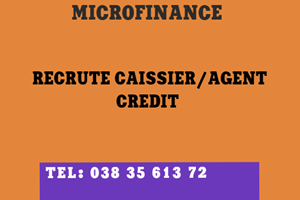 SOCIETE MICROFINANCE RECRUTE CAISSIER /AGENT DE CREDIT 