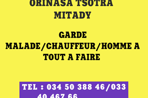 ORINASA MITADY GARDE MALADE/CHAUFFEUR/HOMME TOUT A FAIRE /JARDINIER 