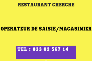 RESATURANT CHERCHE OPERATEUR DE SAISIE/MAGASINIER 