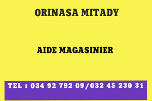 ORINASA MITADY AIDE MAGASINIER (TOVOLAHY)