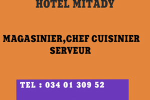 MITADY CHEF DE CUISINIER/SERVEUR/MAGASINIER 