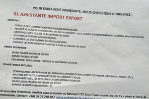 ORINASA IRAY MITADY ASSISTANTE IMPORT , EXPORT/INTERPRETE CHINOIS/INDONESIEN/MALAGASY 