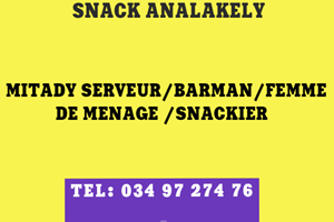 SNACK ANALAKELY MITADY SERVEUR/CUISINIER/BARMAN/SNACKIER 