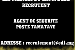 LES FILAILLES DU GROUPE EDL RECRUTE AGENT DE SECURITE POSTE BASE  TAMATAVE 