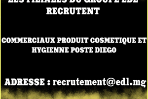 LES FILAILLES DU GROUPE EDL RECRUTE COMMERCIAUX DES PRODUITS COSMETIQUES ET HYGIENE POSTE BASE DIEGO