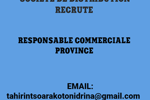 SOCIETE DE DISTRUBITION NATIONALE RECRUTE RESPONSABLE COMMERCIALE TAMATAVE/MAJUNGA